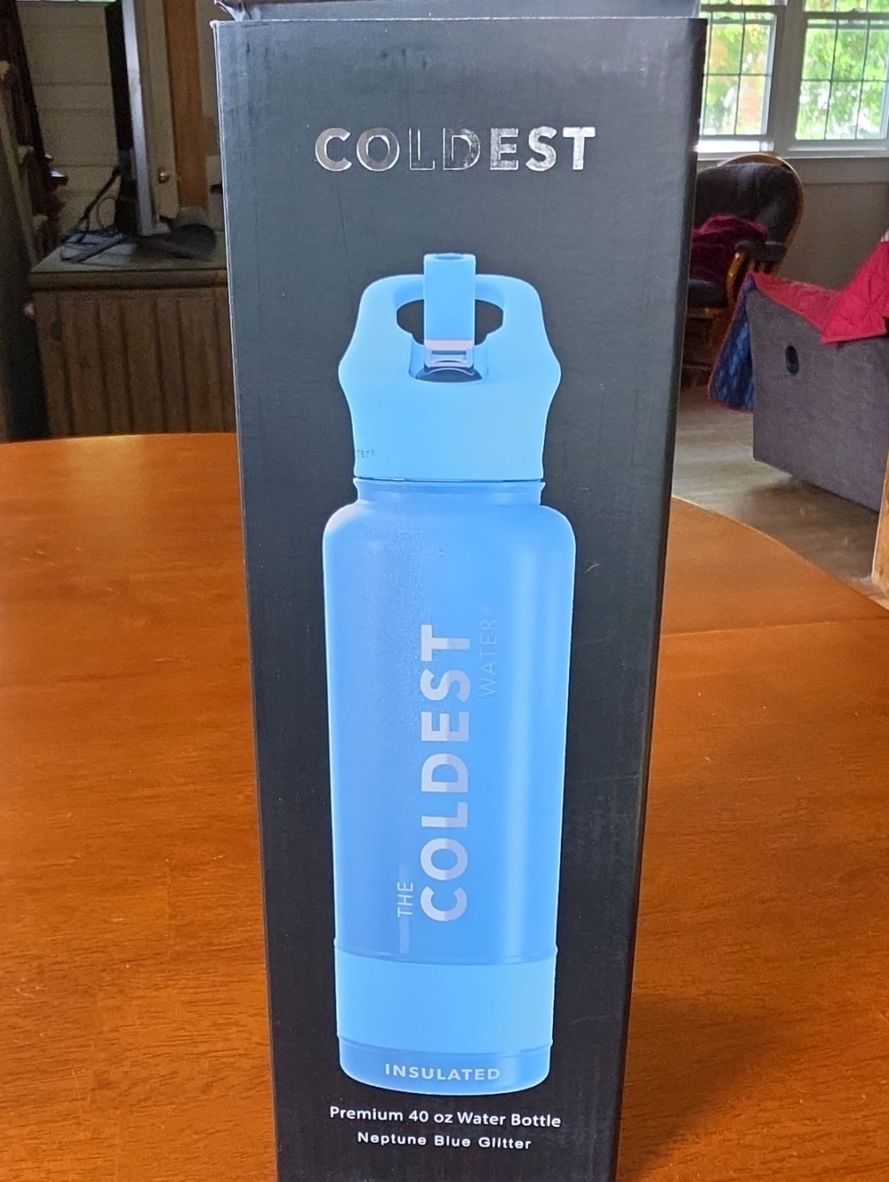 Coldest Premium 40 oz Water Bottle - Neptune Blue Glitter - Picture 6 of 7